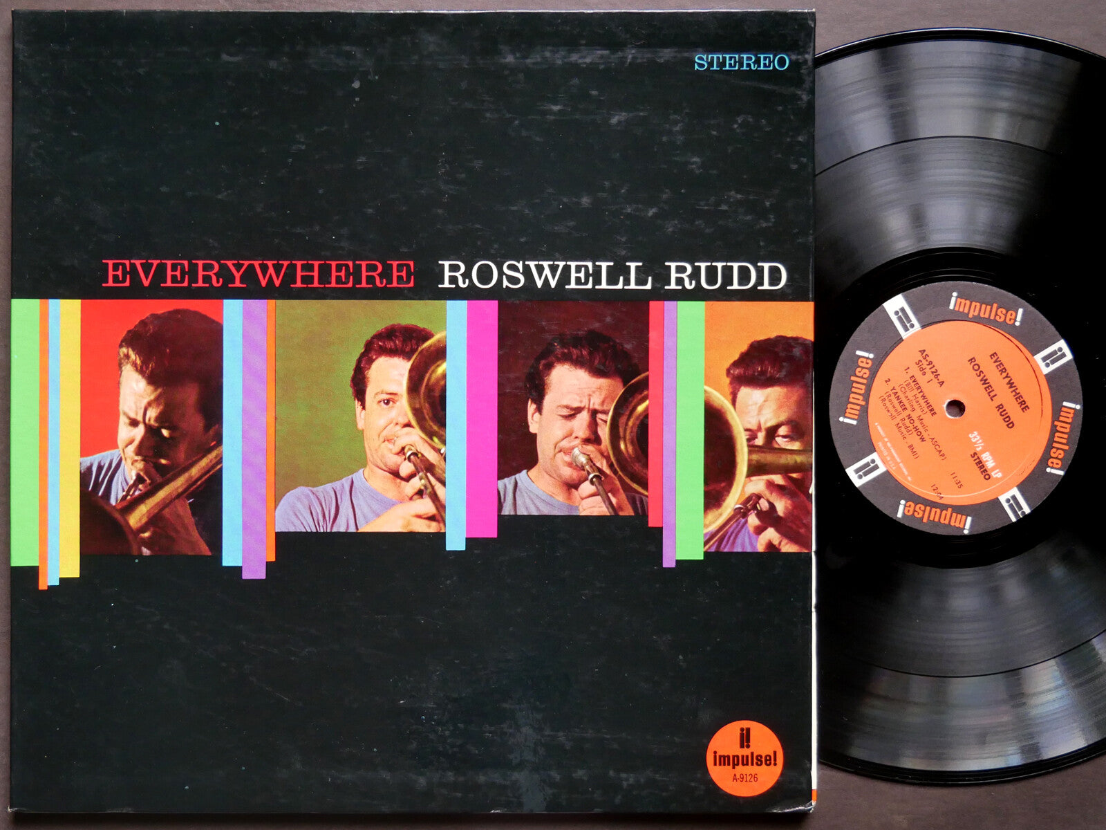 ROSWELL RUDD Everywhere LP IMPULSE! AS-9126 US 1967 JAZZ Giuseppi Logan CLEAN