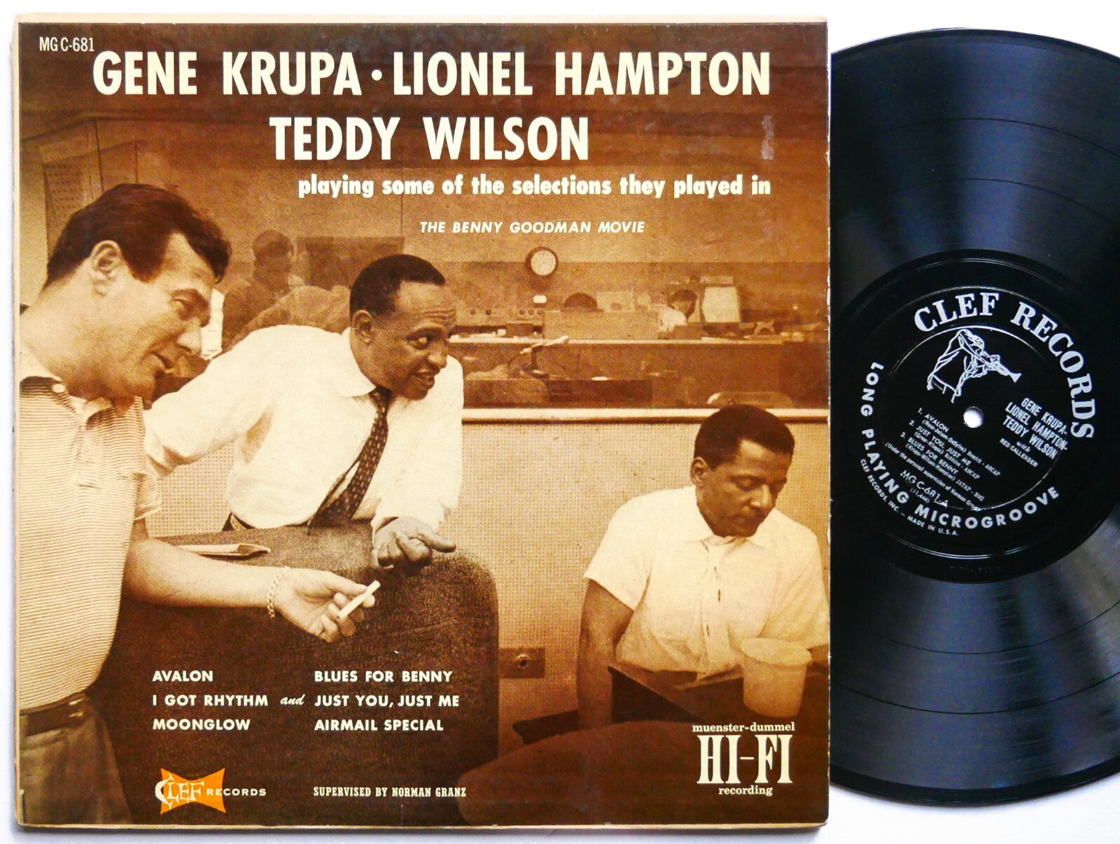 GENE KRUPA LIONEL HAMPTON TEDDY WILSON Playing Some Of..LP CLEF MG C-681 DG MONO