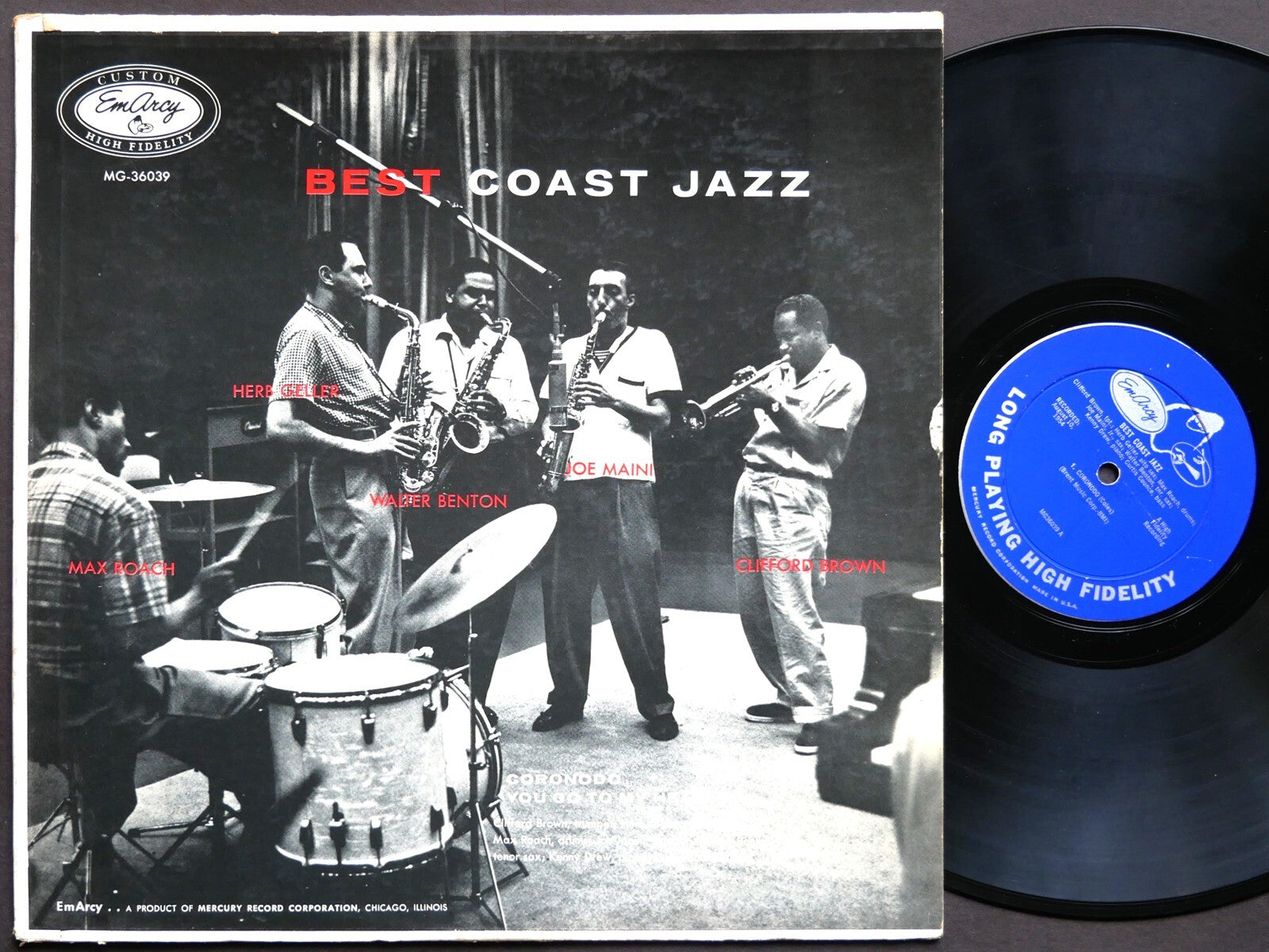 CLIFFORD BROWN MAX ROACH Best Coast Jazz LP EMARCY MG 36039 DG MONO Kenny Drew