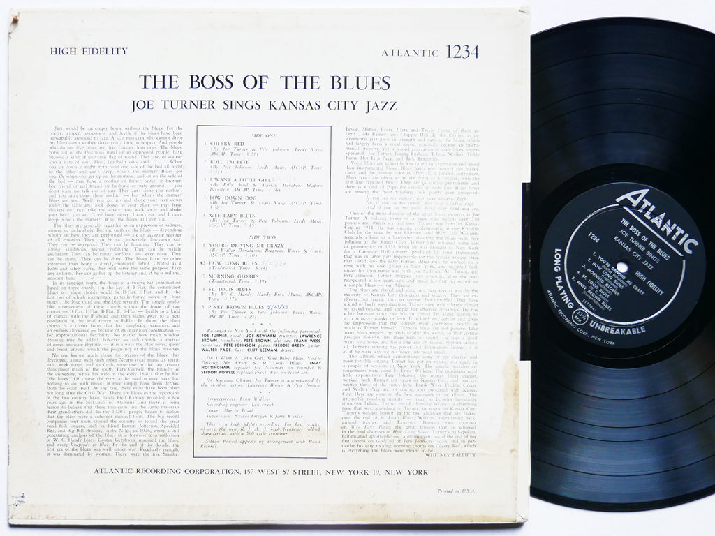JOE TURNER The Boss Of The Blues Sings Kansas City Jazz LP ATLANTIC 1234 US 1956