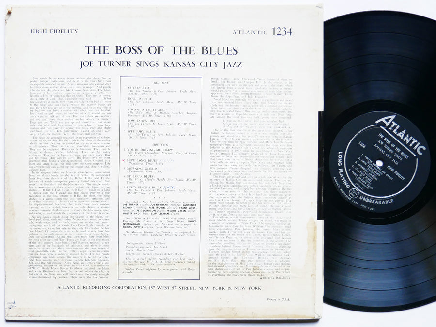 JOE TURNER The Boss Of The Blues Sings Kansas City Jazz LP ATLANTIC 1234 US 1956