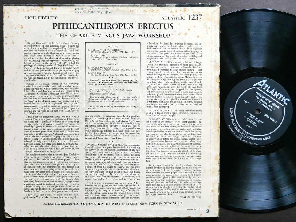 CHARLIE MINGUS Pithecanthropus Erectus LP ATLANTIC 1237 DG MONO JAZZ Mal Waldron