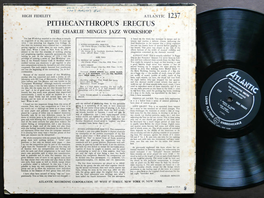 CHARLIE MINGUS Pithecanthropus Erectus LP ATLANTIC 1237 DG MONO JAZZ Mal Waldron