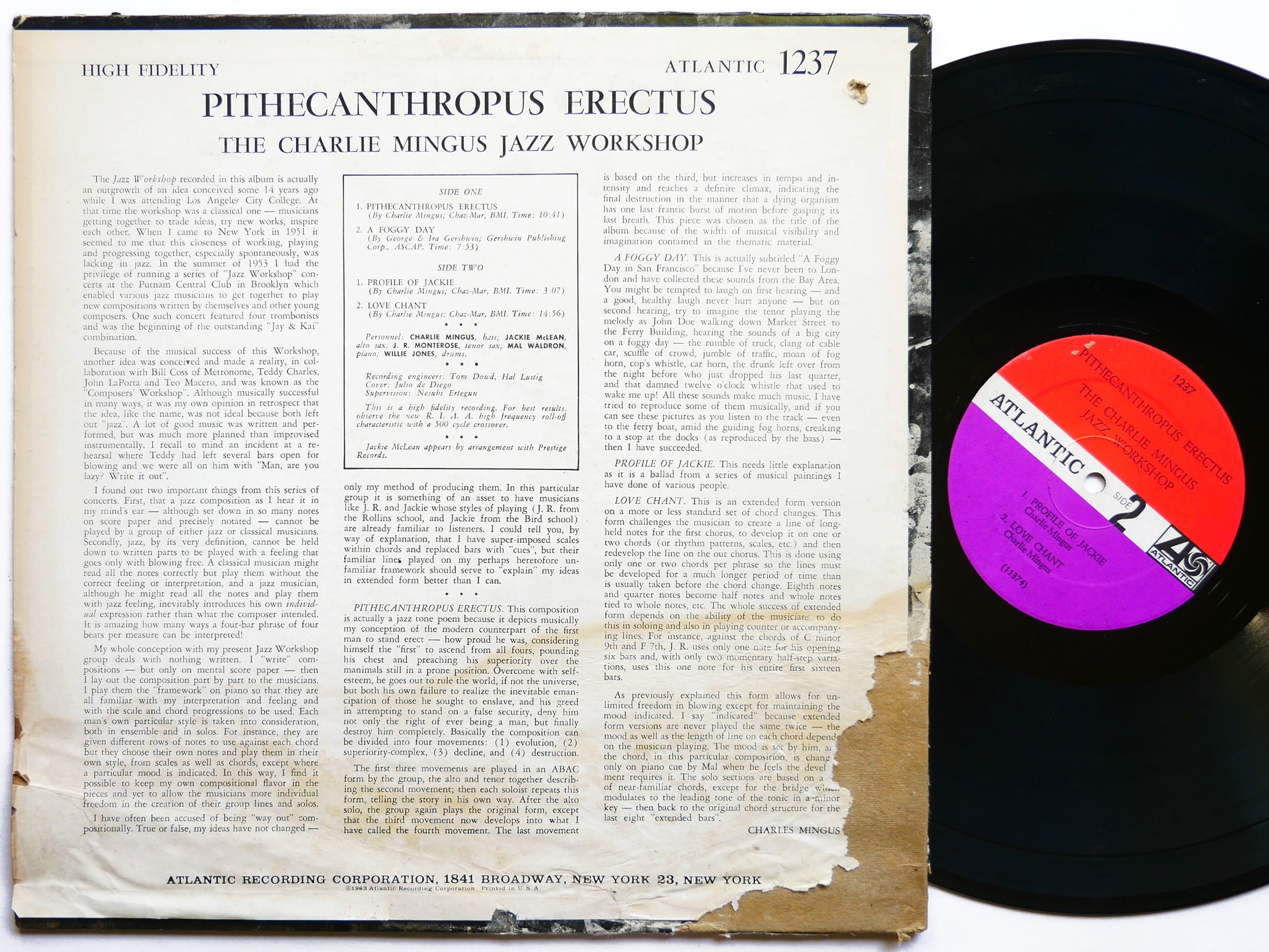 CHARLIE MINGUS Pithecanthropus Erectus LP ATLANTIC 1237 US 1963 MONO Mal Waldron