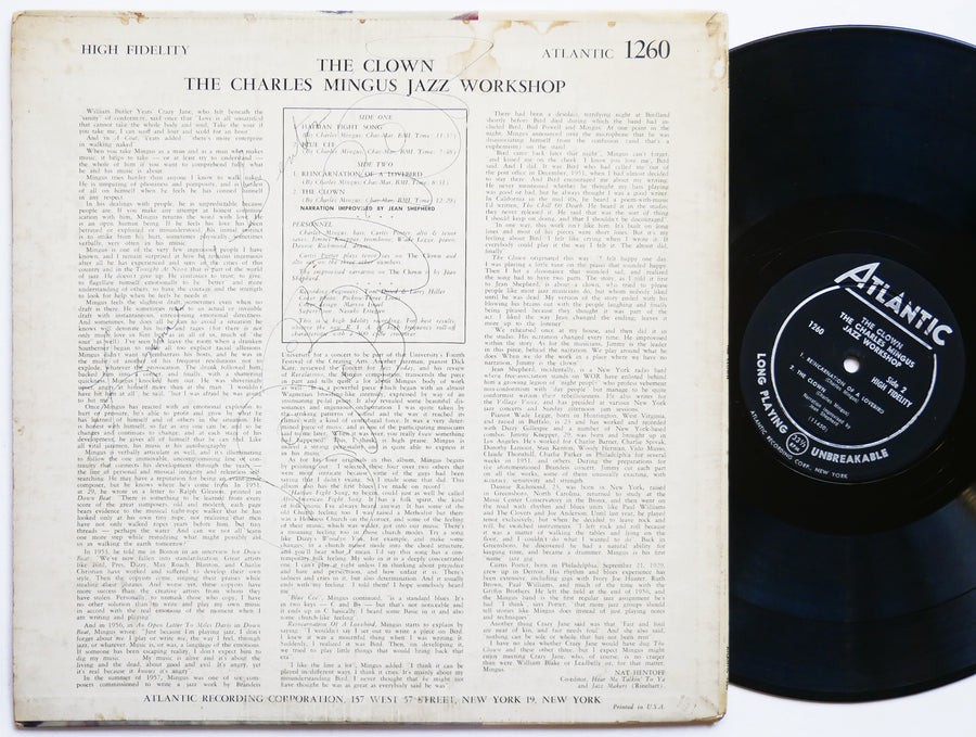 CHARLES MINGUS The Clown LP ATLANTIC 1260 US 1957 DG MONO JAZZ Curtis Porter