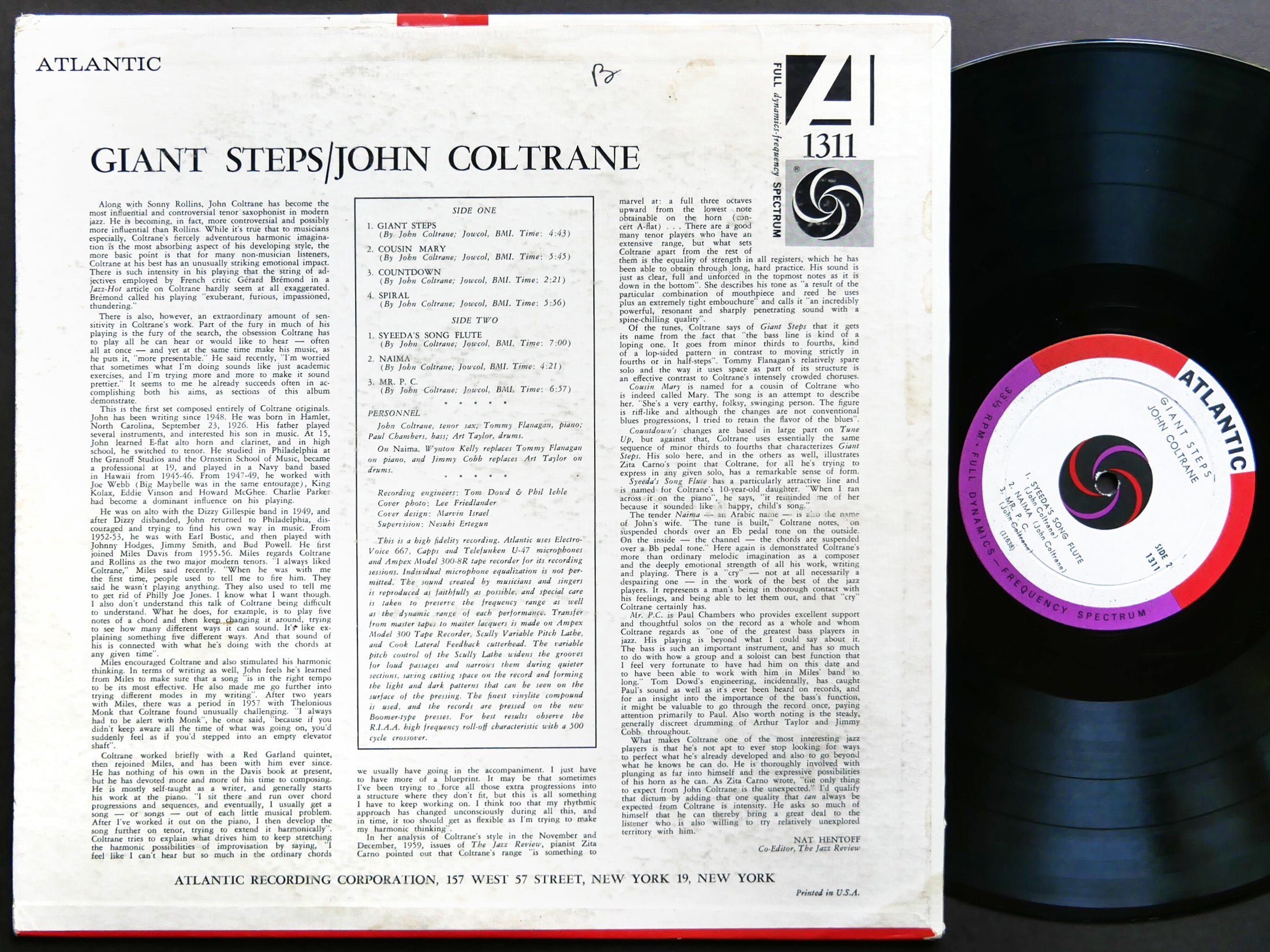 JOHN COLTRANE Giant Steps LP ATLANTIC 1311 US 1960 DG MONO Tommy Flanagan VG+