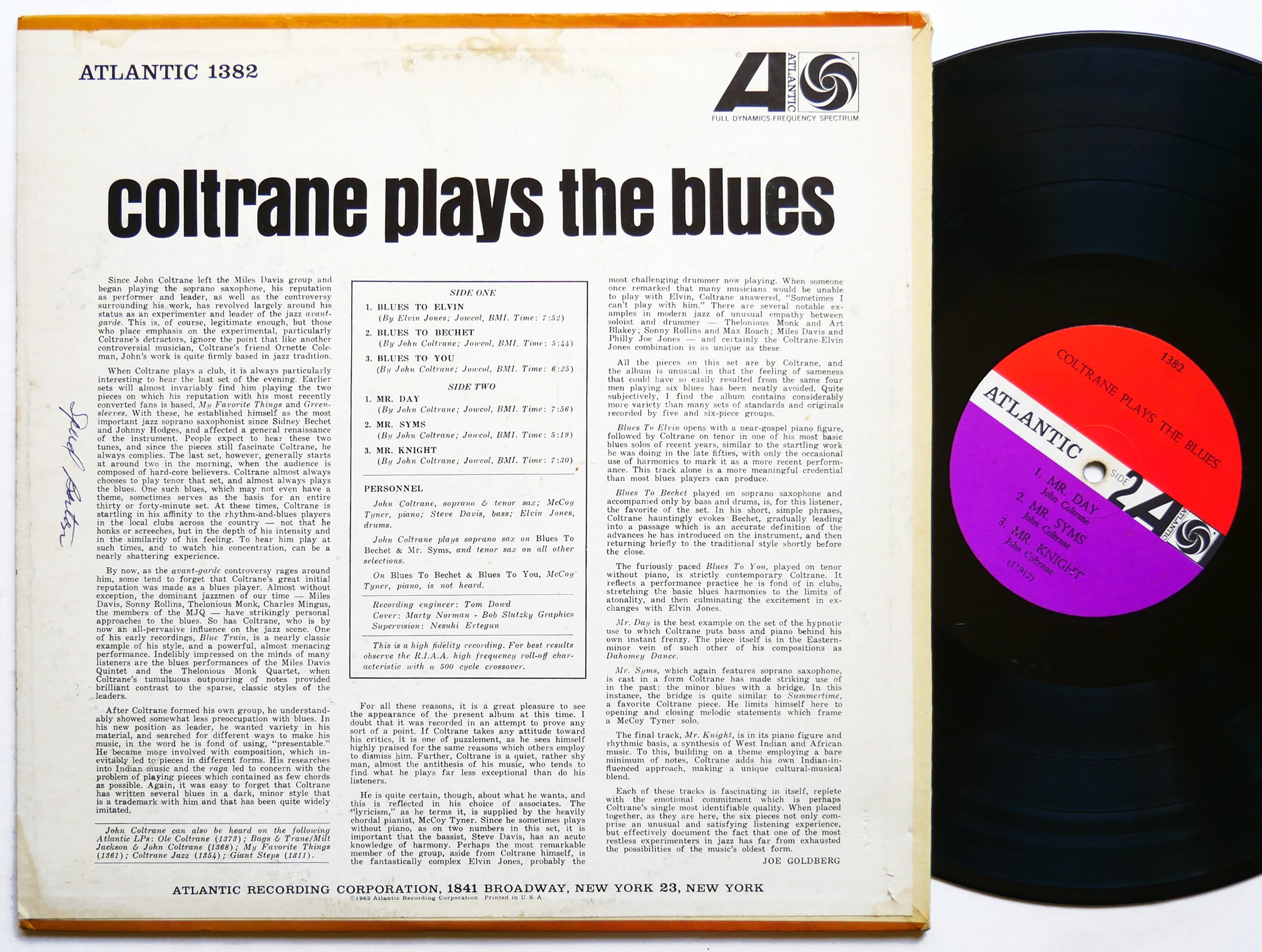 JOHN COLTRANE Coltrane Plays The Blues LP ATLANTIC 1382 US 1962 MONO Elvin Jones