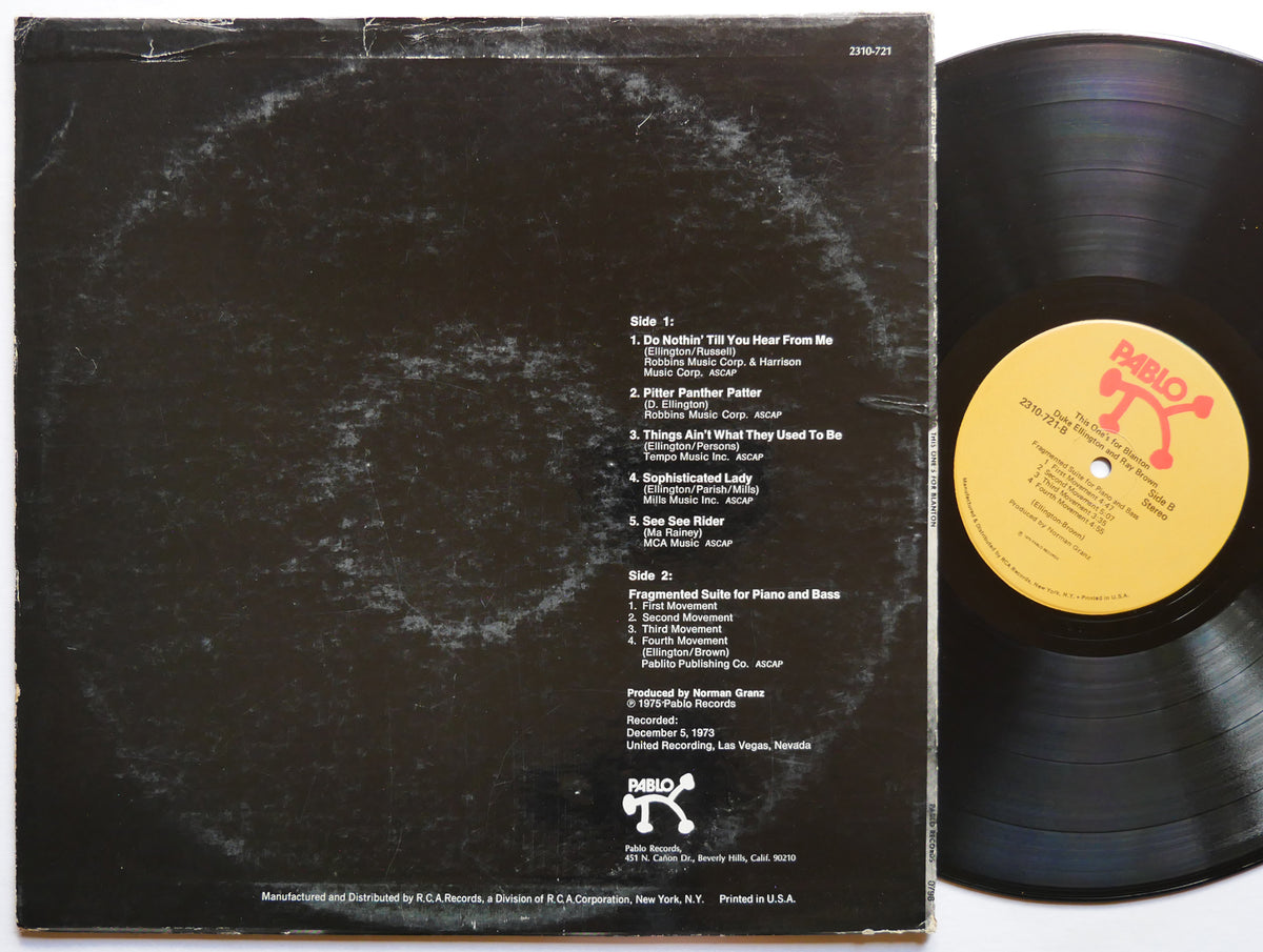 DUKE ELLINGTON RAY BROWN This One's For Blanton LP PABLO 2310 721 US 1975