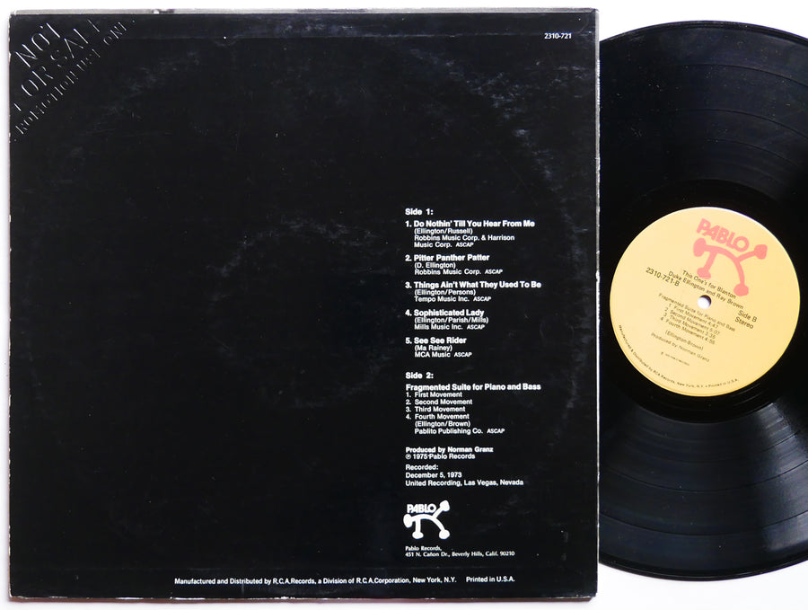 DUKE ELLINGTON RAY BROWN This One's For Blanton LP PABLO 2310 721 US 1975 CLEAN