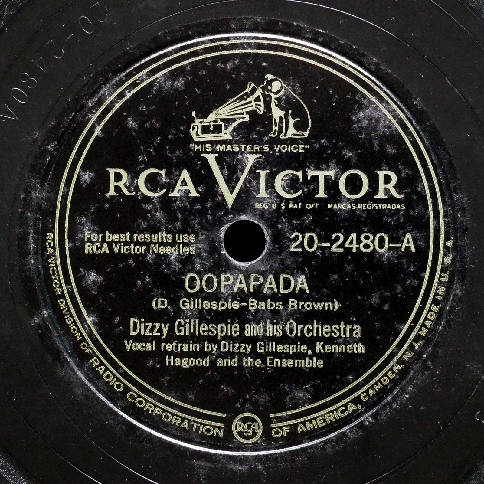 DIZZY GILLESPIE AND HIS ORCHESTRA Oopapada / OW! 78 RCA VICTOR 20-2480 US 1947