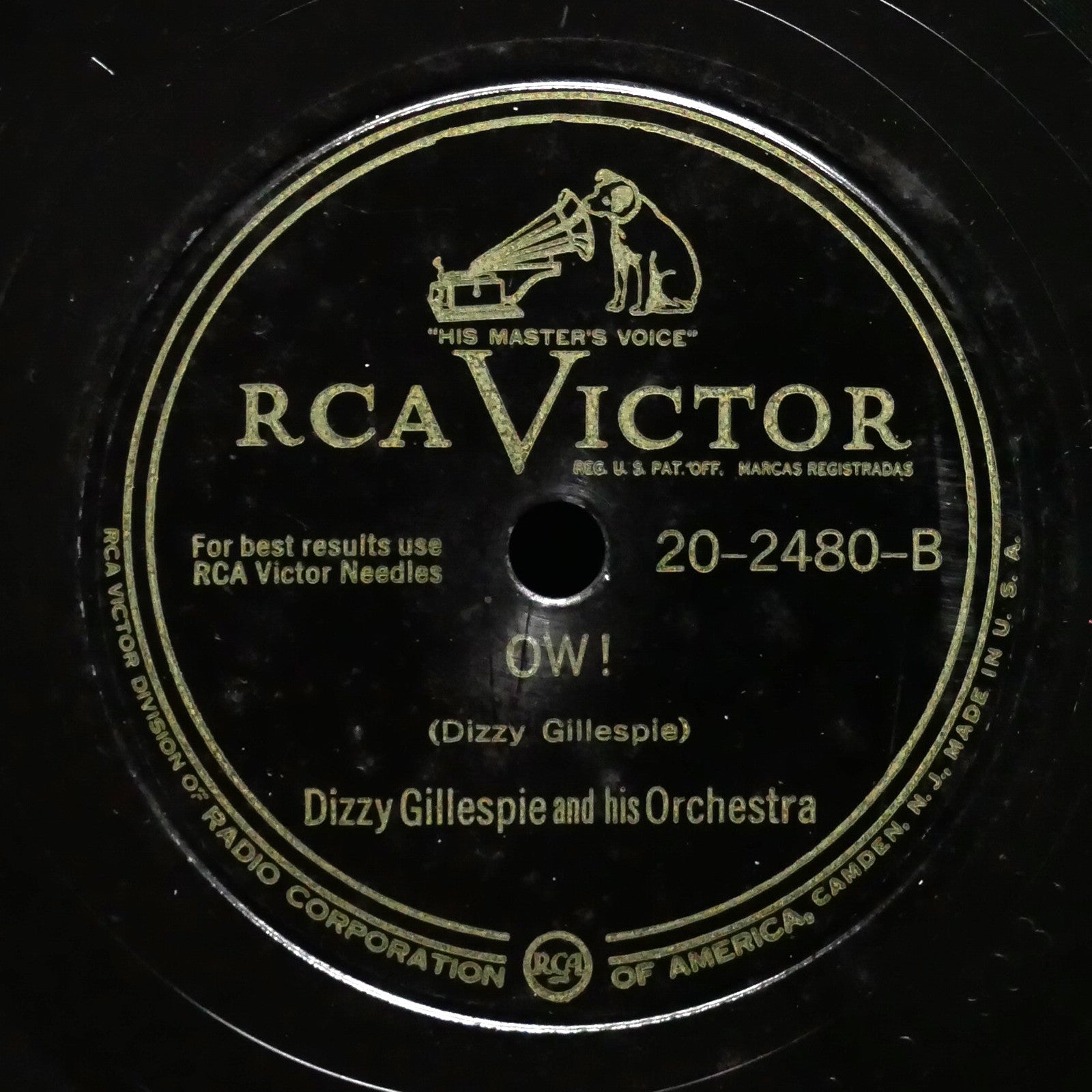 DIZZY GILLESPIE AND HIS ORCHESTRA Oopapada / OW! 78 RCA VICTOR 20-2480 US 1947