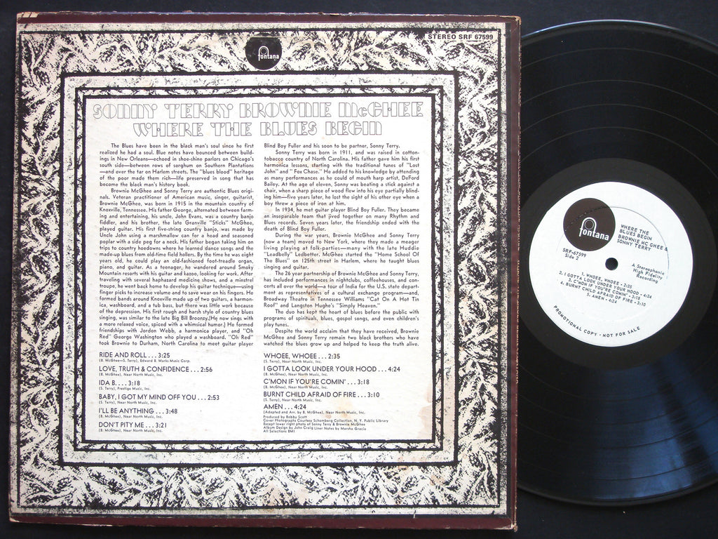 SONNY TERRY BROWNIE MCGHEE WHERE The Blues Begin LP FONTANA SRF67599 Blues PROMO