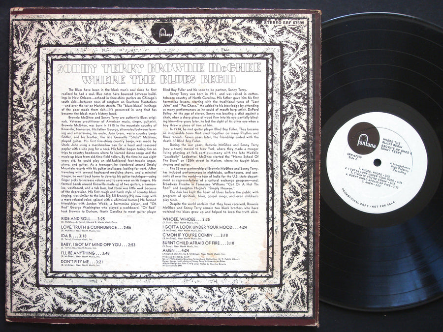 SONNY TERRY BROWNIE MCGHEE WHERE The Blues Begin LP FONTANA SRF67599 Blues PROMO