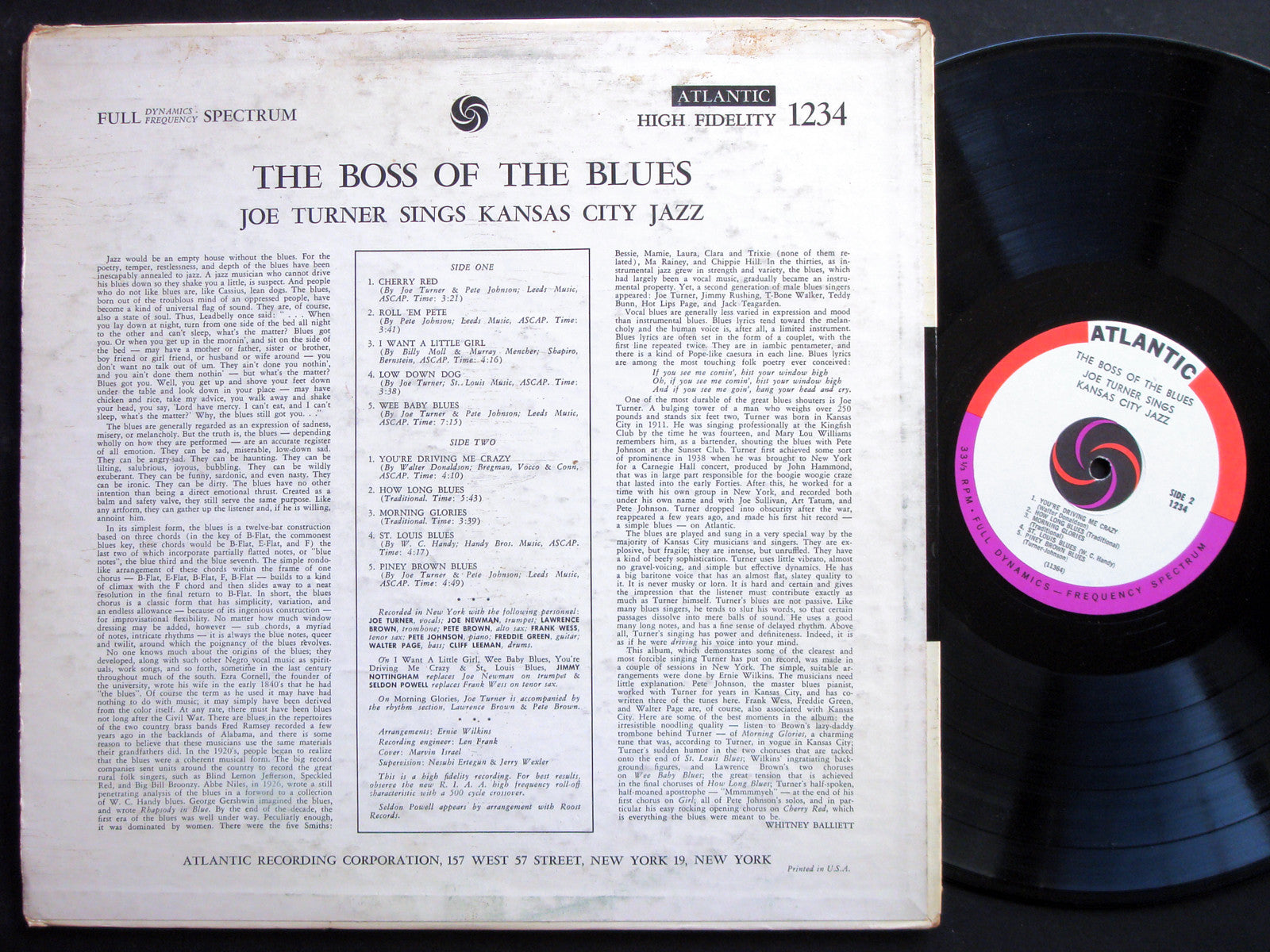 JOE TURNER The Boss Of The Blues Sings Kansas City Jazz LP ATLANTIC 1234 MONO
