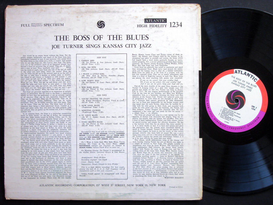 JOE TURNER The Boss Of The Blues Sings Kansas City Jazz LP ATLANTIC 1234 MONO