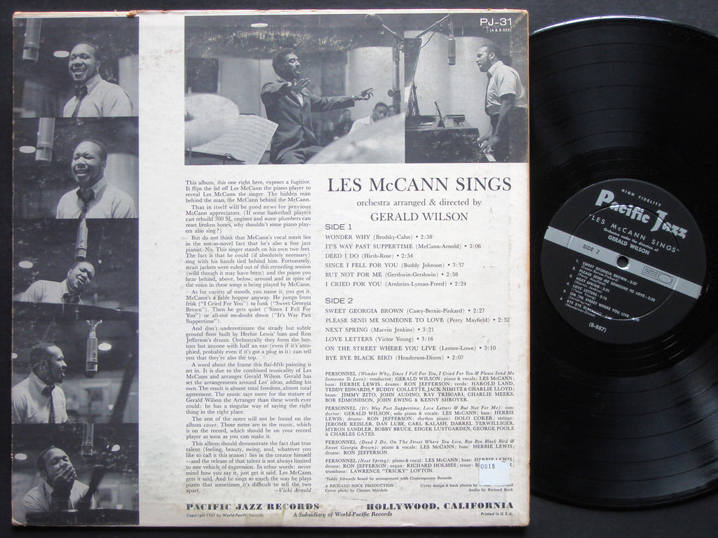 LES MCCANN Sings GERALD WILSON PACIFIC JAZZ RECORDS PJ-31 US 1961 DG MONO
