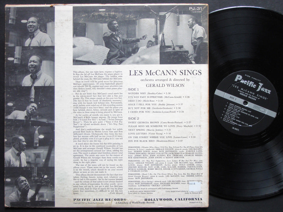 LES MCCANN Sings GERALD WILSON PACIFIC JAZZ RECORDS PJ-31 US 1961 DG MONO