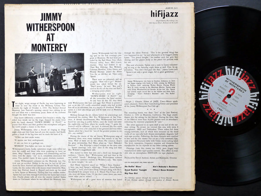 JIMMY WITHERSPOON At The Monterey Jazz Festival LP HIFI JAZZ J421 DG MONO Blues
