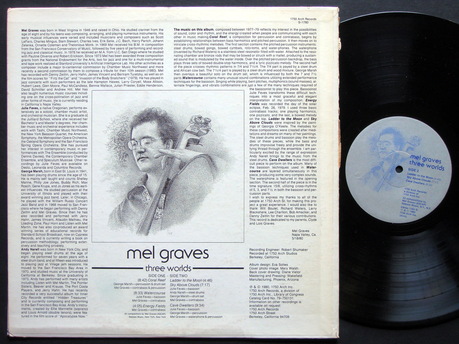 MEL GRAVES Three Worlds LP 1750 ARCH RECORDS S-1780 US 1980 FREE JAZZ FUSION