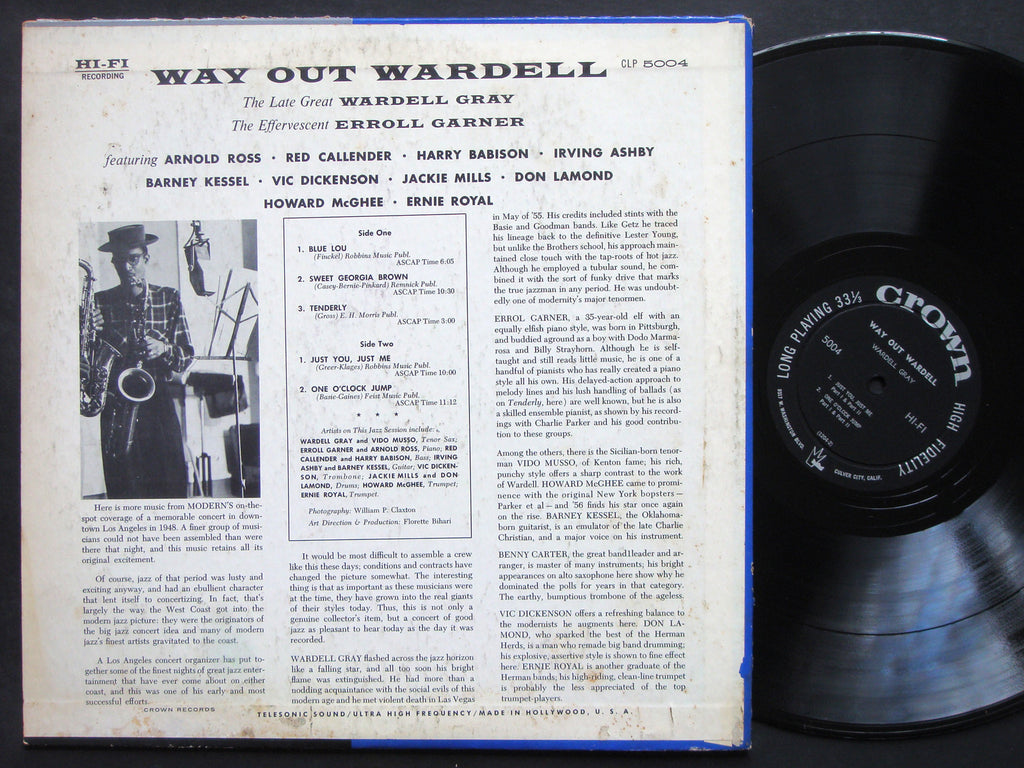 WARDELL GRAY Way Out Wardell LP CROWN RECORDS CLP 5004 US '57 JAZZ DG MONO Clean