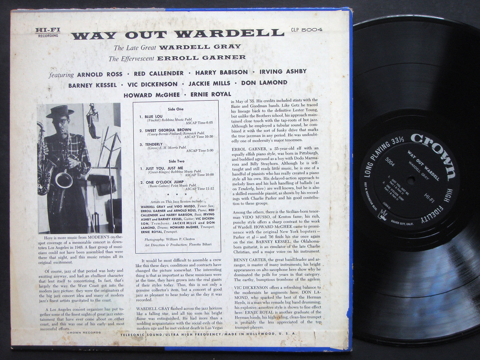 WARDELL GRAY Way Out Wardell LP CROWN RECORDS CLP 5004 US '57 JAZZ DG MONO Clean