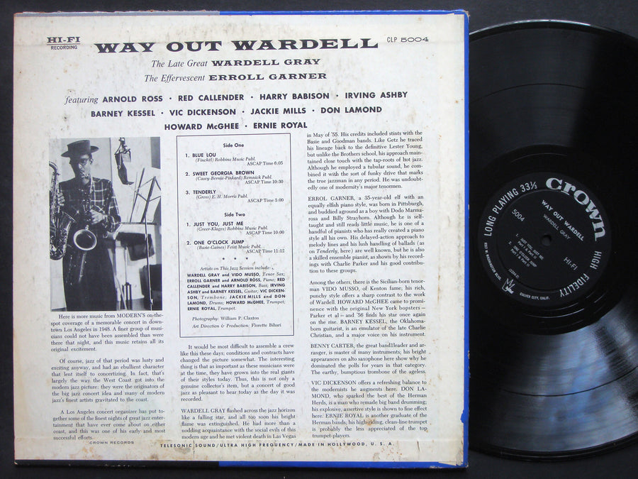 WARDELL GRAY Way Out Wardell LP CROWN RECORDS CLP 5004 US '57 JAZZ DG MONO Clean