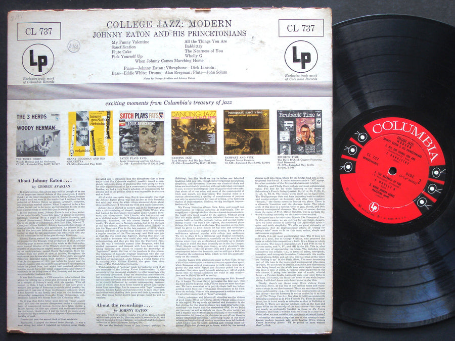 JOHNNY EATON College Jazz: Modern LP COLUMBIA CL 737 US 1955 6-EYE DG MONO
