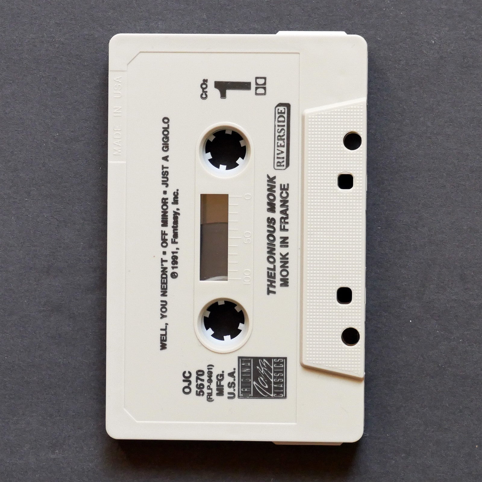 THELONIOUS MONK Monk In France RIVERSIDE OJC 5670 Charles Rouse JAZZ CASSETTE