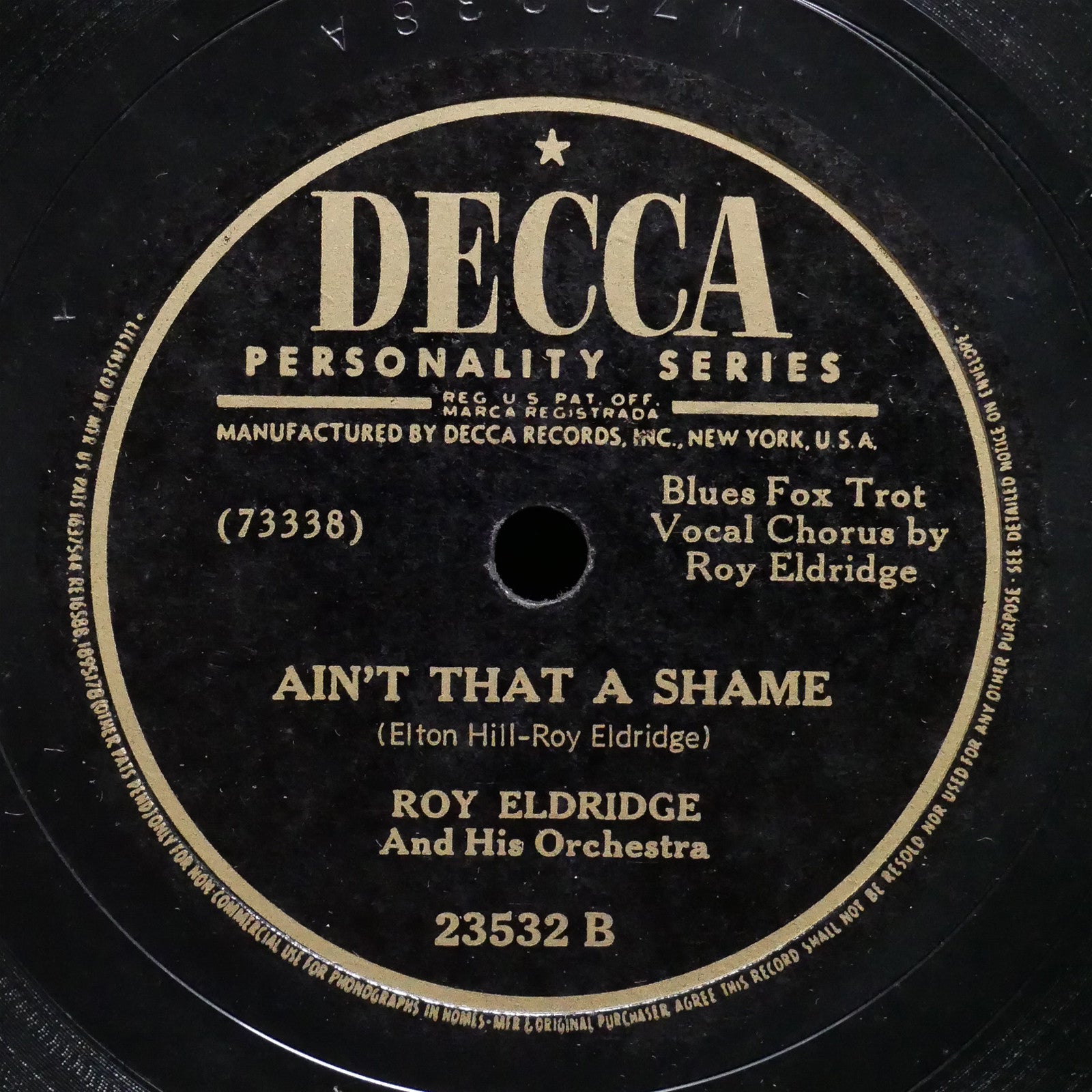 ROY ELDRIDGE All The Cats Join In / Ain't That A Shame 78 DECCA 23532 US 1946