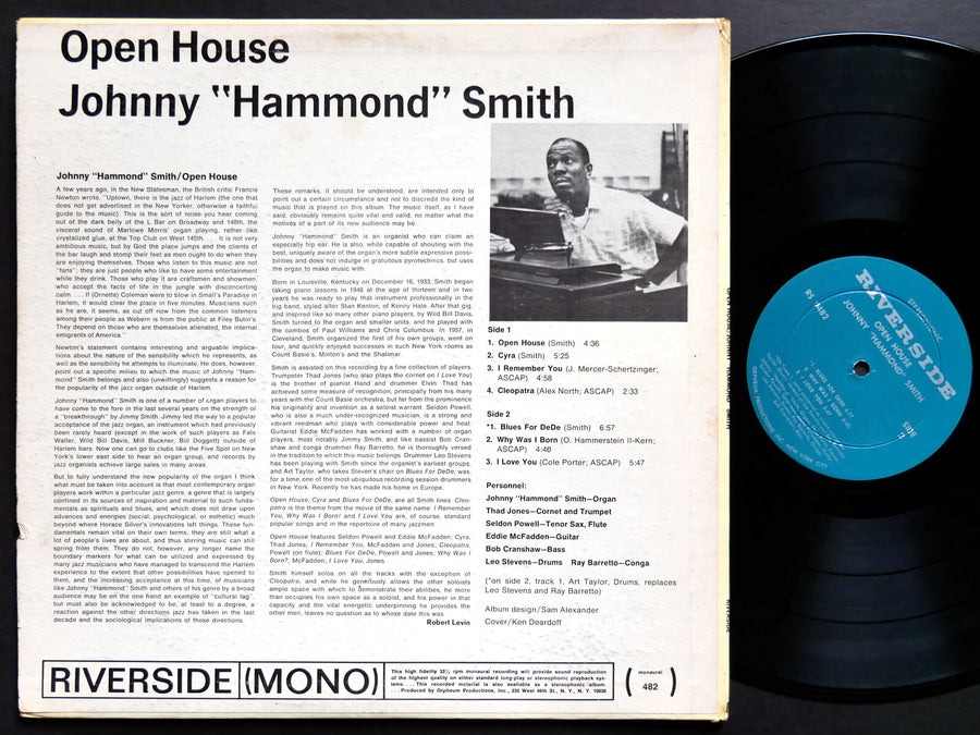 JOHNNY HAMMOND SMITH Open House! LP RIVERSIDE RS 9482 US 1966 JAZZ Thad Jones