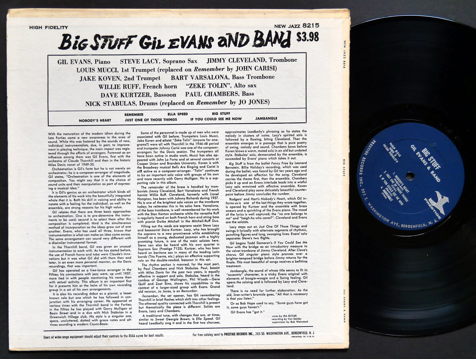 GIL EVANS Big Stuff LP NEW JAZZ NJLP 8215 US 1959 RVG MONO Paul Chambers
