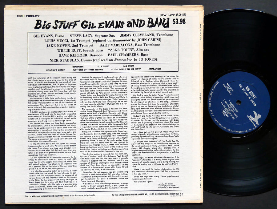 GIL EVANS Big Stuff LP NEW JAZZ NJLP 8215 US 1959 RVG MONO Paul Chambers