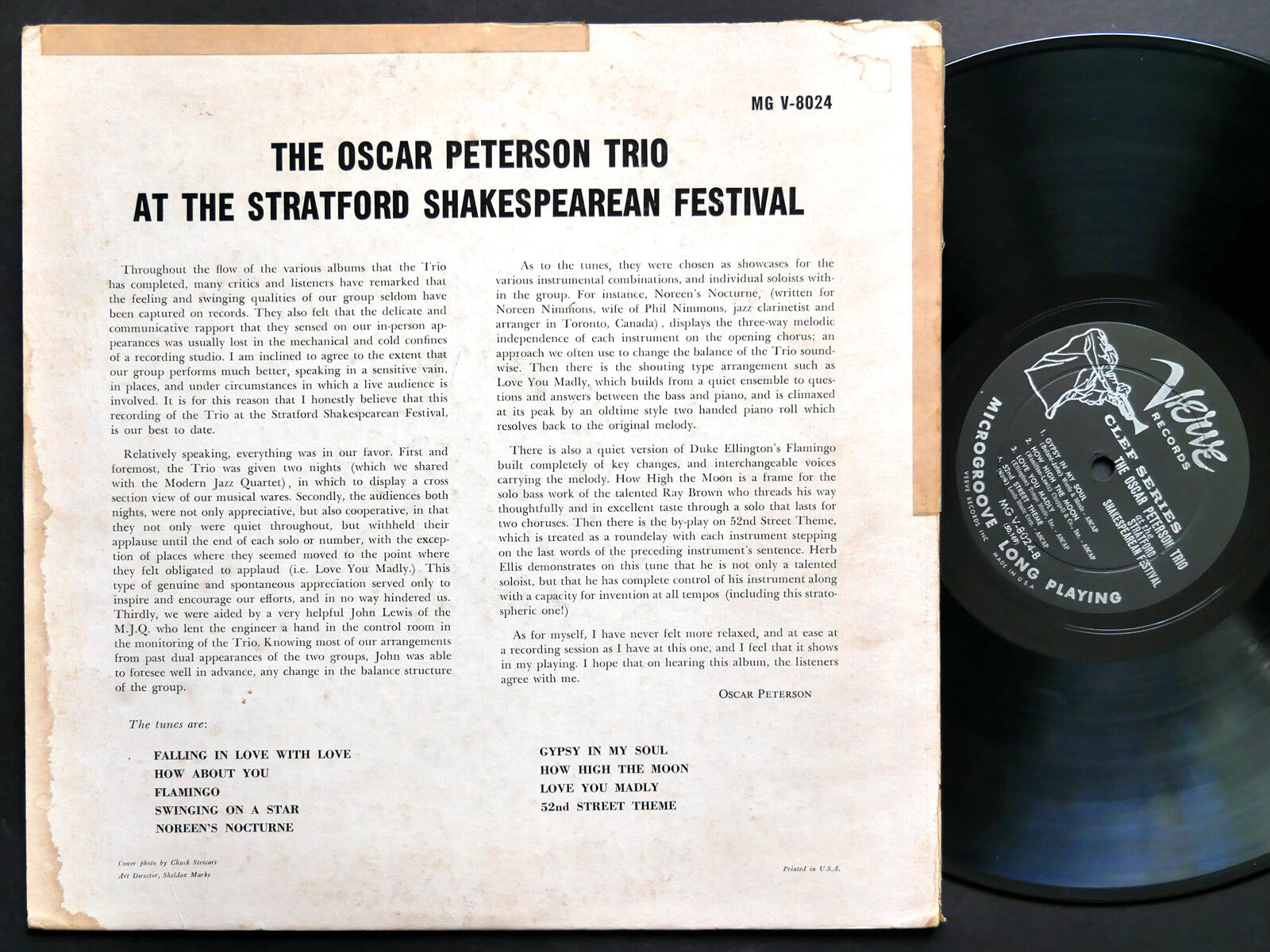 OSCAR PETERSON At The Stratford Shakespearean Festival LP VERVE MGV-8024 DG MONO