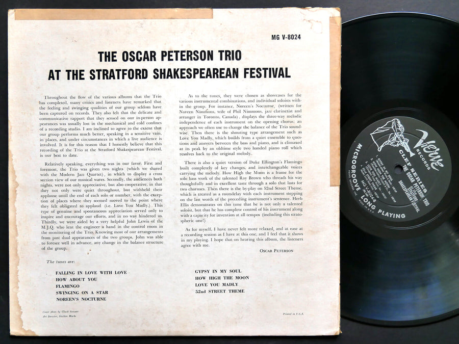 OSCAR PETERSON At The Stratford Shakespearean Festival LP VERVE MGV-8024 DG MONO