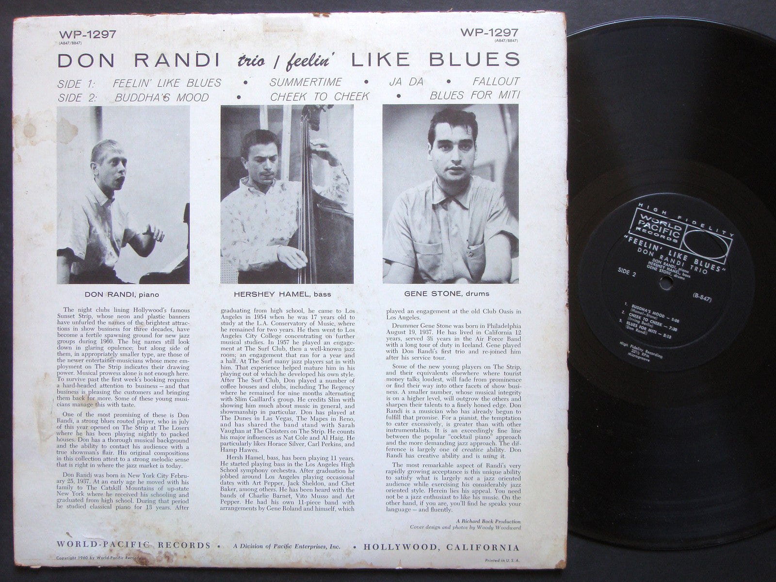 DON RANDI TRIO Feelin' Like Blues LP WORLD PACIFIC RECORDS WP-1297 US 1960 MONO
