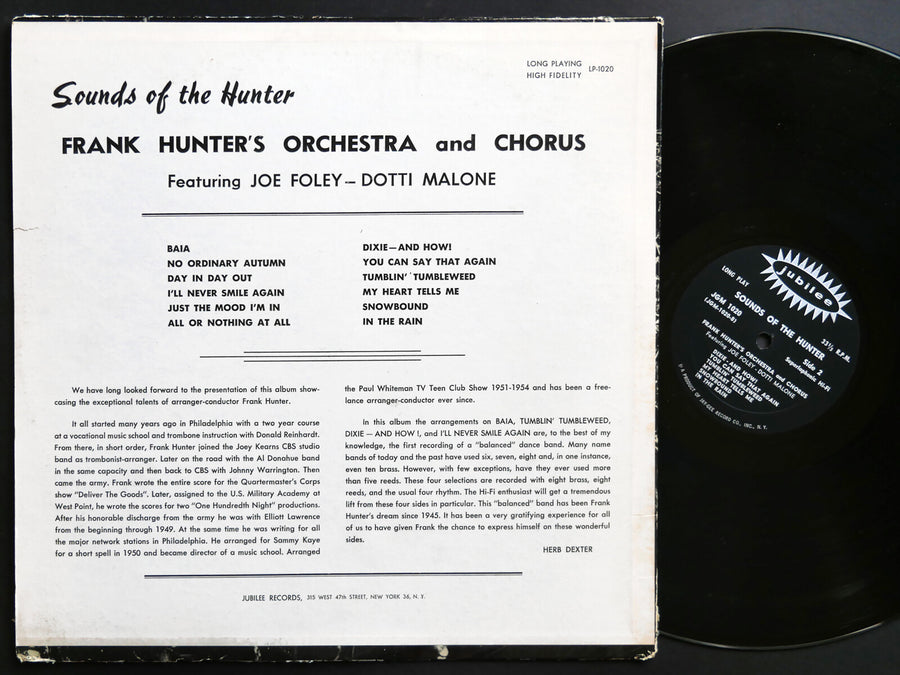FRANK HUNTER Sounds Of The Hunter LP JUBILEE LP-1020 US 1955 JAZZ MONO