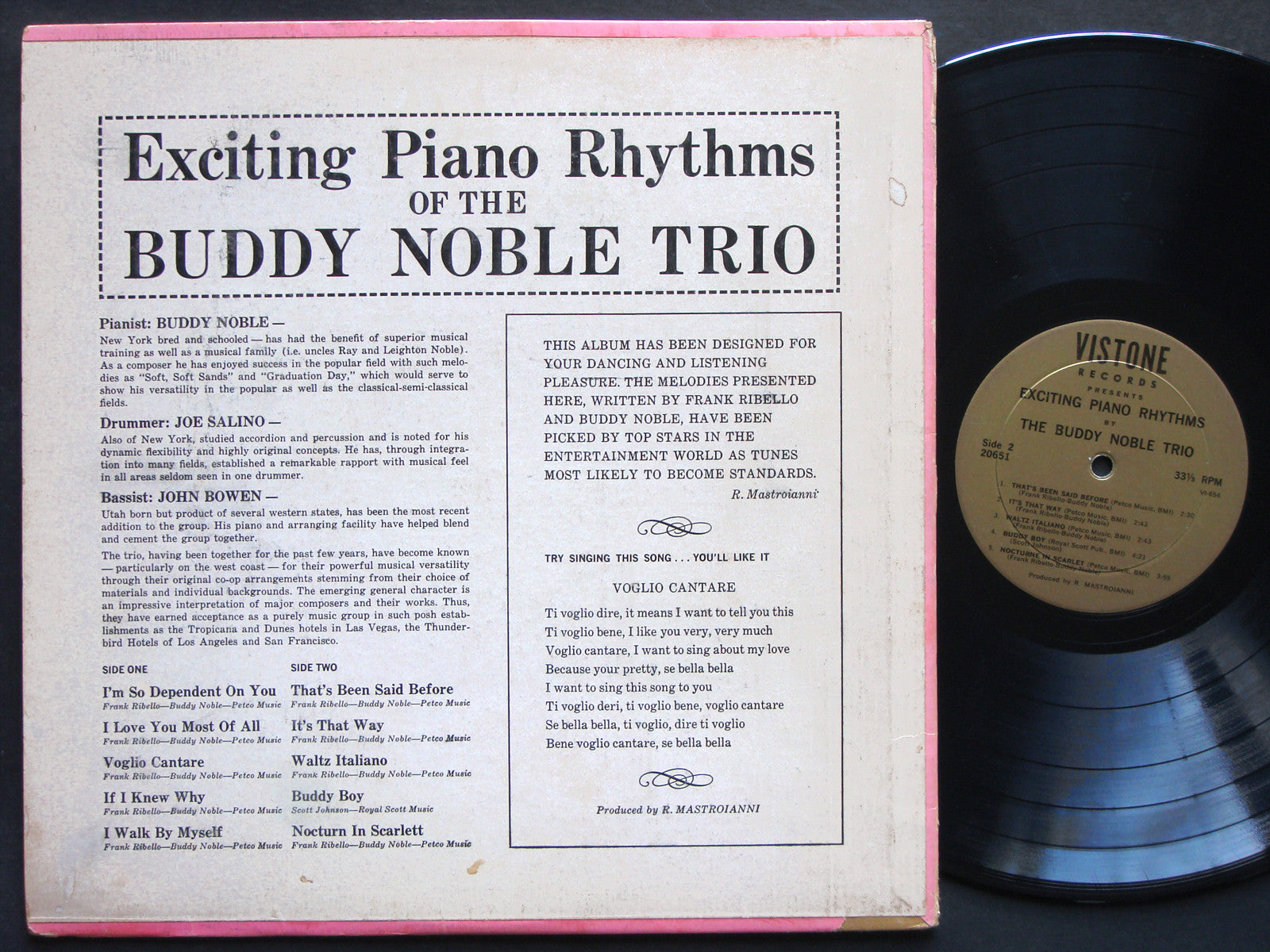 BUDDY NOBLE TRIO Exciting Piano Rhythms Of.. LP VISTONE RECORDS VI 20651 MONO