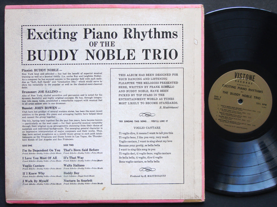 BUDDY NOBLE TRIO Exciting Piano Rhythms Of.. LP VISTONE RECORDS VI 20651 MONO