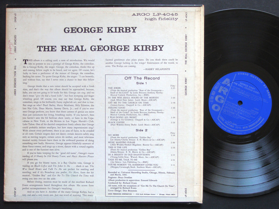 GEORGE KIRBY The Real George Kirby LP ARGO RECORDS LPS 4045 US 1965 JAZZ DG ST