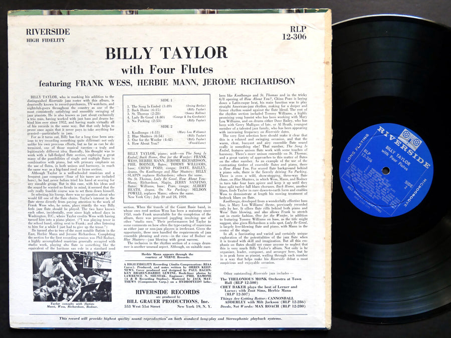 BILLY TAYLOR With Four Flutes LP RIVERSIDE RECORDS RLP 12-306 US 1959 DG MONO