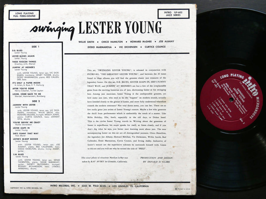 LESTER YOUNG HOWARD MCGHEE CHICO HAMILTON Swinging LP INTRO ILP-602 DG MONO
