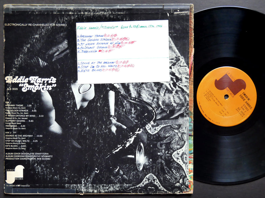EDDIE HARRIS Smokin LP JANUS RECORDS JLS 3020 US 1970 Jazz