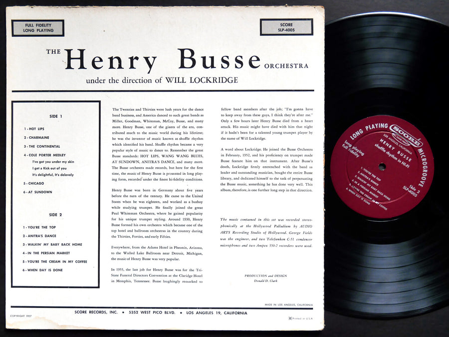 HENRY BUSSE WILL LOCKRIDGE Shuffle Rhythm In Hi-Fi LP SCORE SLP-4005 US '57 MONO