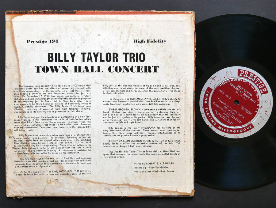 BILLY TAYLOR Trio In Concert At Town Hall Dec 17 1954 LP PRESTIGE PRLP 194 MONO