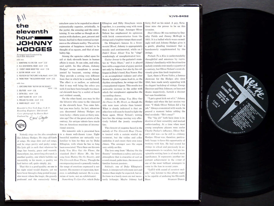 JOHNNY HODGES The Eleventh Hour LP VERVE V-8492 US 1962 MONO JAZZ Oliver Nelson