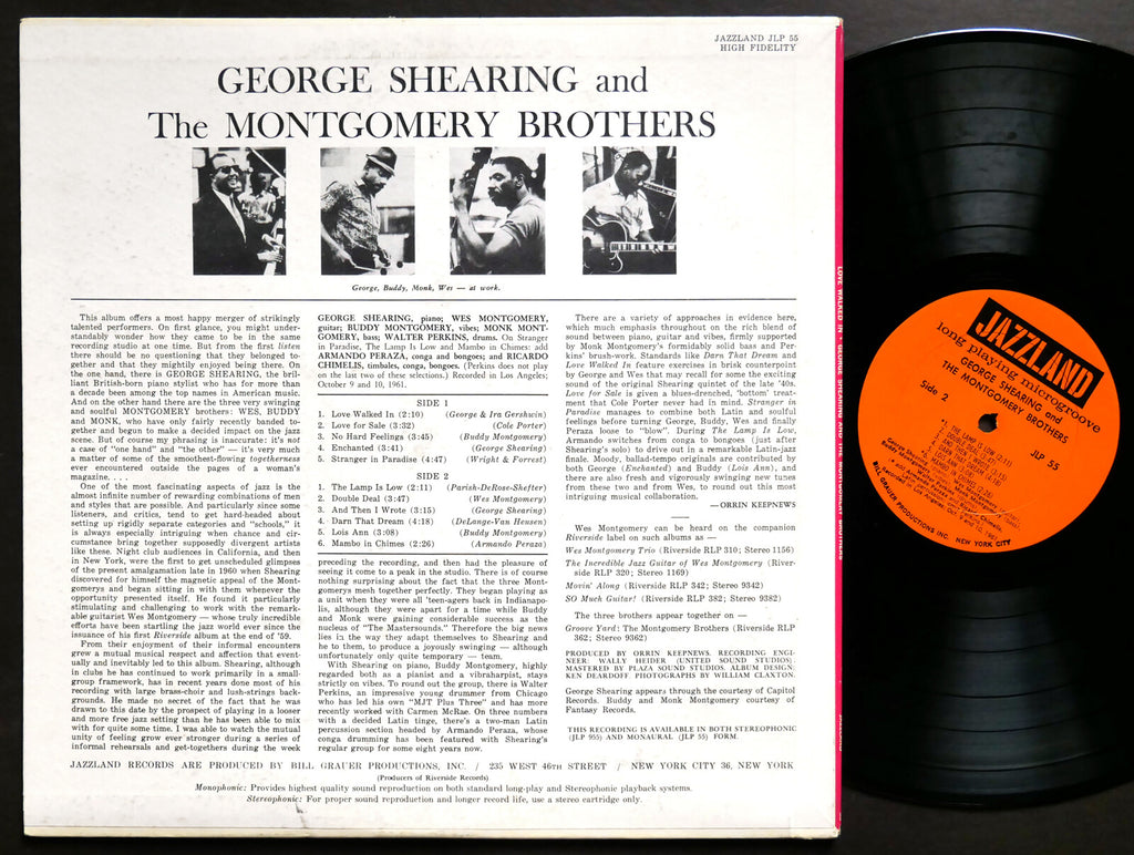 GEORGE SHEARING THE MONTGOMERY BROTHERS Love Walked In! JAZZLAND JLP 55 MONO