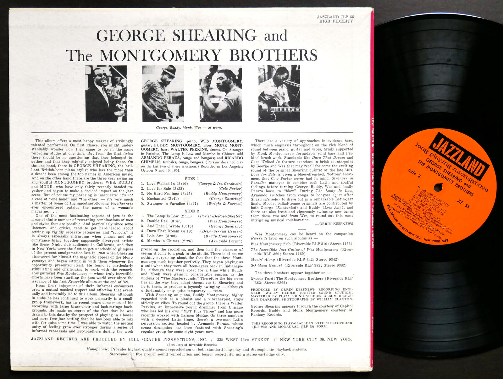GEORGE SHEARING THE MONTGOMERY BROTHERS Love Walked In! JAZZLAND JLP 55 MONO