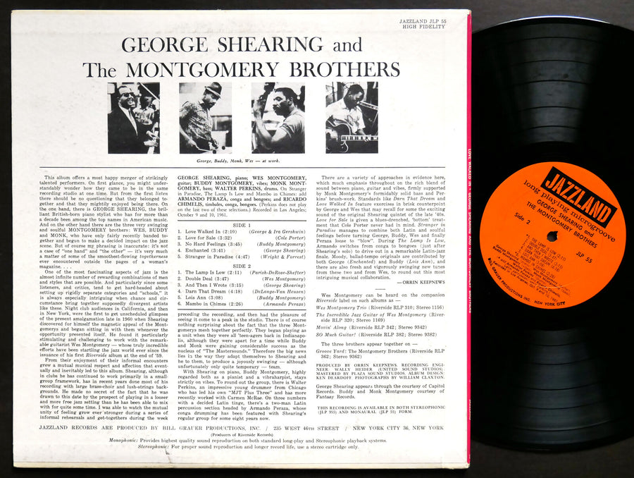 GEORGE SHEARING THE MONTGOMERY BROTHERS Love Walked In! JAZZLAND JLP 55 MONO