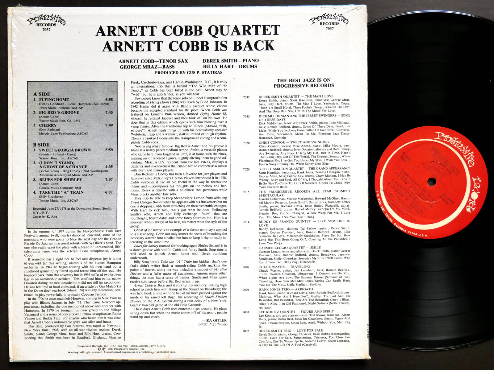 ARNETT COBB Quartet Is Back LP PROGRESSIVE RECORDS 7037 US 1980 JAZZ Billy Hart