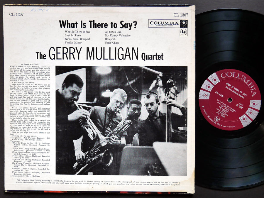GERRY MULLIGAN Quartet What Is There To Say? LP COLUMBIA CL 1307 CANADA DG MONO
